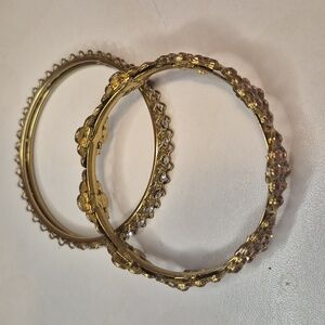 Elegant Gold-Tone Bangle & Rhinestone Bangle - BUNDLE of 2